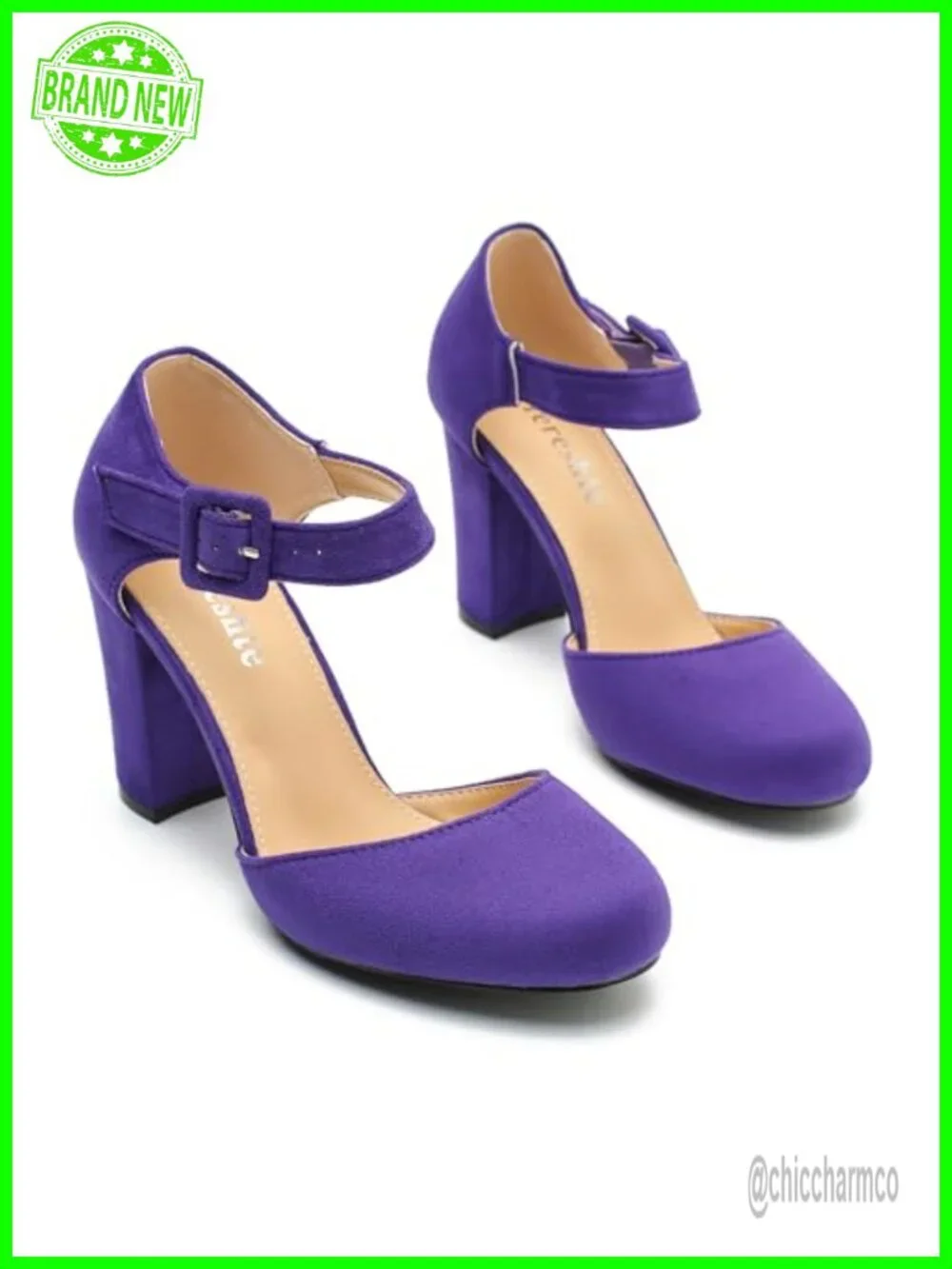 Chunky Block Heel Mary Jane Pumps with Ankle Strap 3.54 Inch Dress Shoes